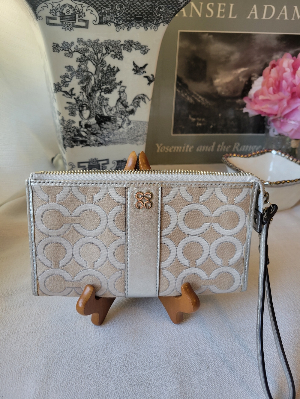 Coach Optic C Metallic Zip Top Wallet